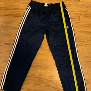 Adidas Track Pants in navy - draw string no size but measures 30”